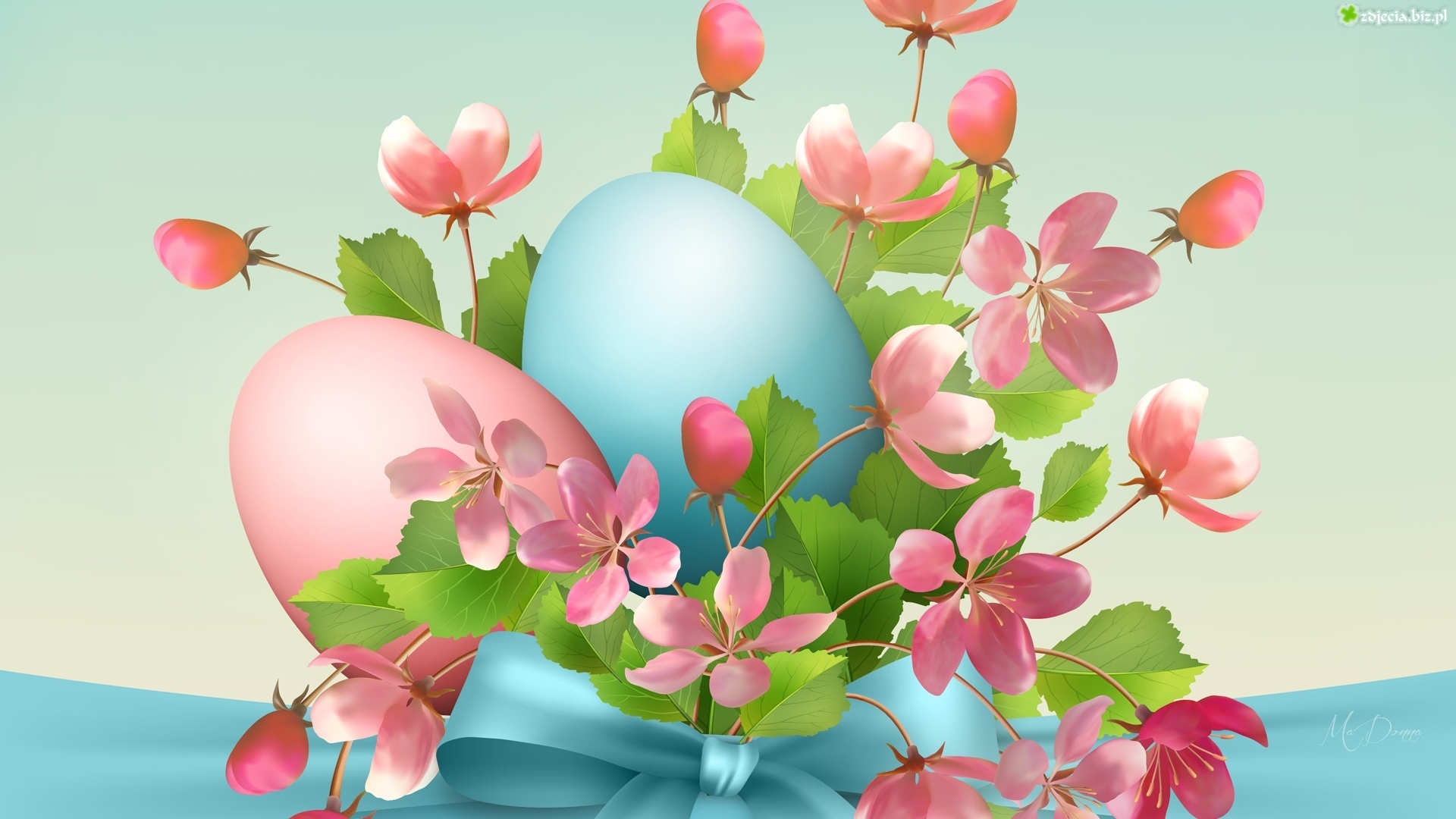 wielkanoc grafika pisanki kwiaty jajka 2d